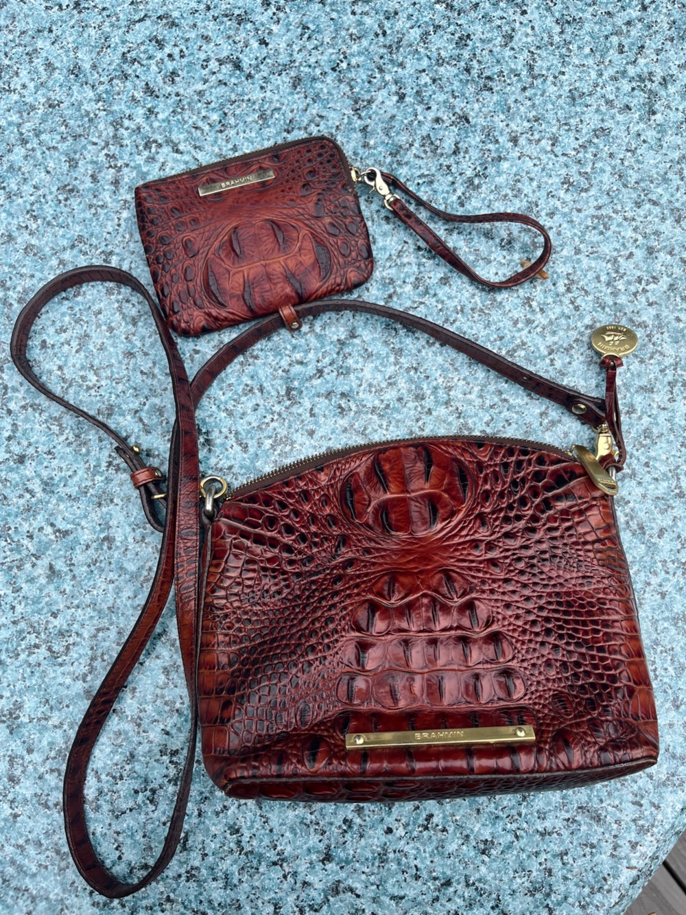 Brahmin  Embossed Leather Crossbody with wristlet